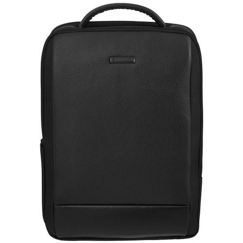 Рюкзак для ноутбука Santiago Slim с кожаной отделкой, черный фото 3
