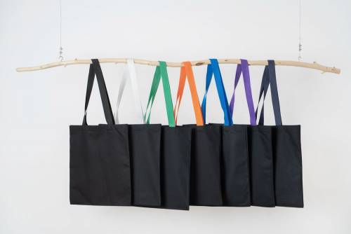 Холщовая сумка BrighTone, черная с темно-синими ручками фото 7