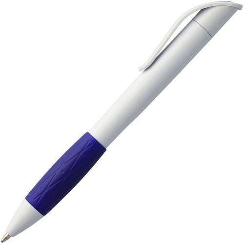 Ручка шариковая Grip, белая (молочная) с синим фото 3