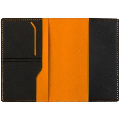 Обложка для паспорта Multimo, черная с оранжевым фото 2
