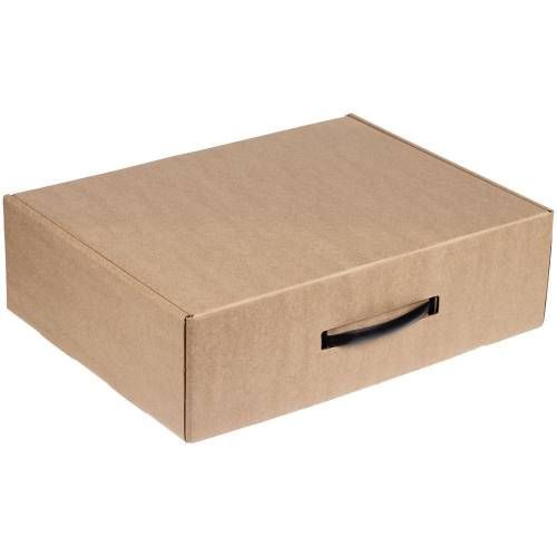 Коробка самосборная Light Case, крафт, с черной ручкой фото 2
