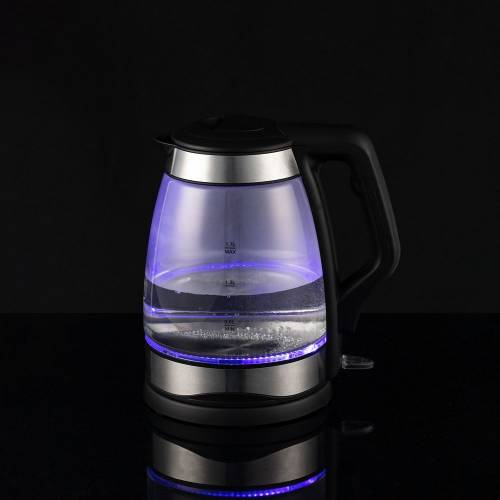 Электрический чайник Lumimore, стеклянный, серебристо-черный фото 7