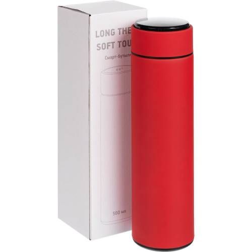 Смарт-бутылка с заменяемой батарейкой Long Therm Soft Touch, красная фото 10