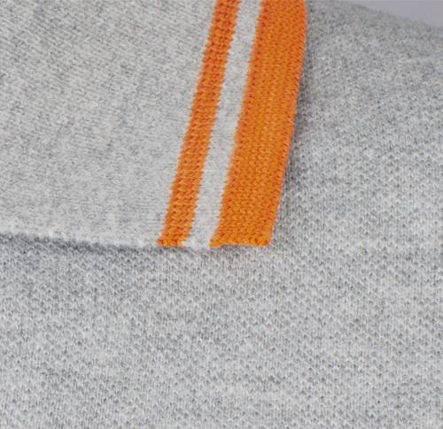 Рубашка поло мужская Pasadena Men 200 с контрастной отделкой, серый меланж c оранжевым фото 5