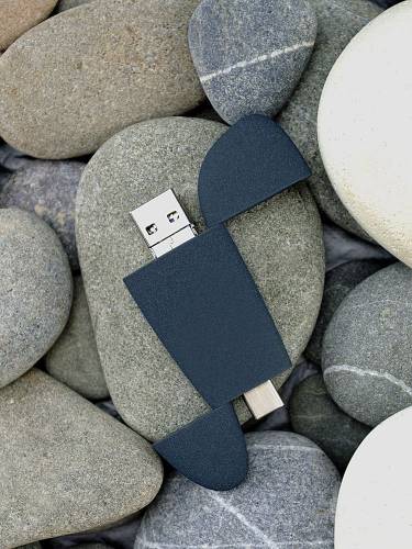 Флешка Pebble Universal, USB 3.0, серо-синяя, 32 Гб фото 11