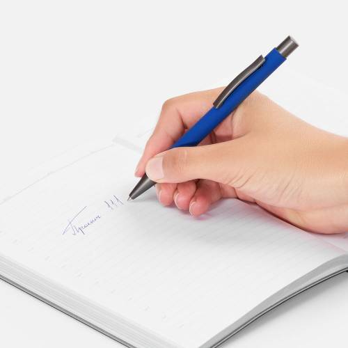 Ручка шариковая Atento Soft Touch, ярко-синяя фото 5