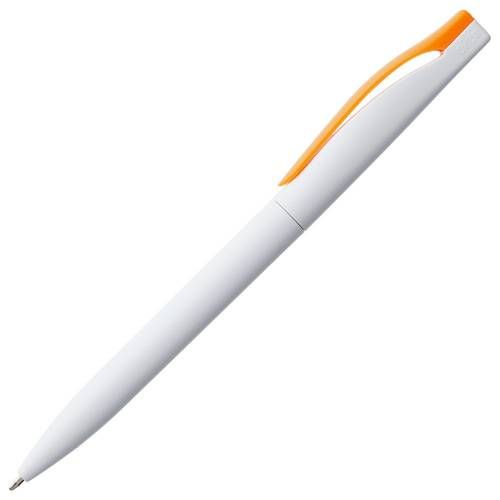 Ручка шариковая Pin, белая с оранжевым фото 3
