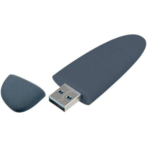 Флешка Pebble Type-C, USB 3.0, серо-синяя, 16 Гб фото 3