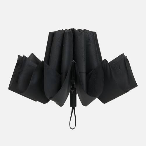 Зонт обратного сложения twoGether с двойным куполом, черный фото 5