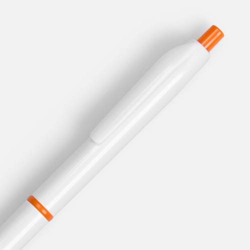 Ручка шариковая Bright Pop, белая с оранжевым фото 4