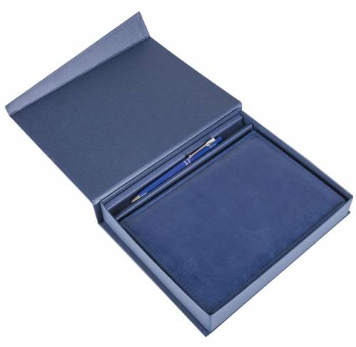 Коробка Duo под ежедневник и ручку, синяя фото 5