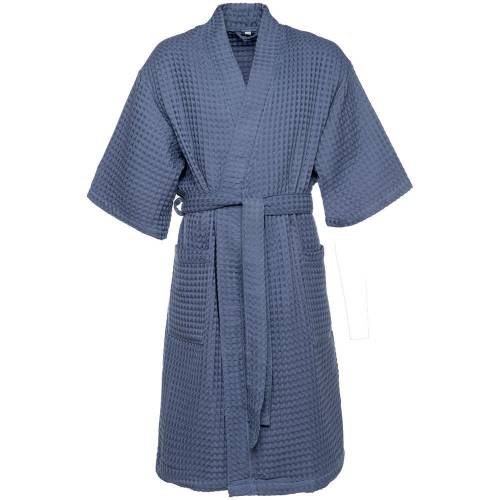 Халат вафельный мужской Boho Kimono, синий фото 2