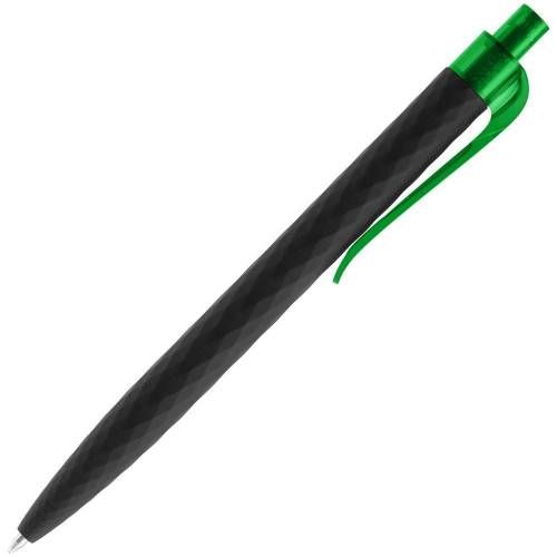 Ручка шариковая Prodir QS01 PRT-P Soft Touch, черная с зеленым фото 4