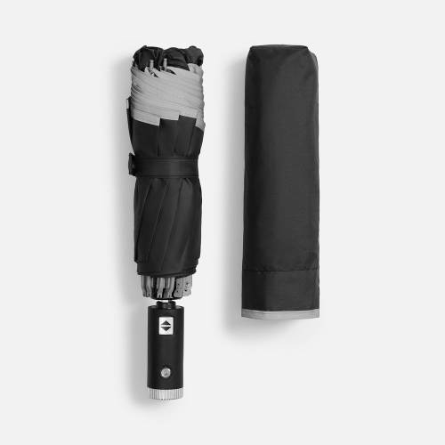 Зонт обратного сложения Norsken с фонариком, черный фото 6