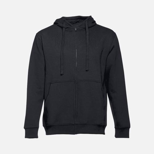 Толстовка мужская на молнии с капюшоном Amsterdam, черная Толстовка мужская на молнии с капюшоном Amsterdam, черная