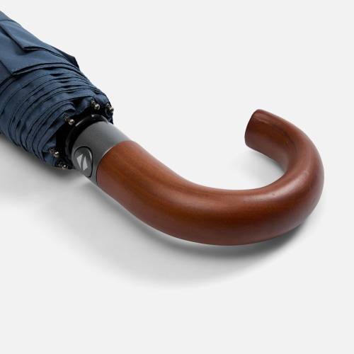 Зонт складной Classic, темно-синий с темной ручкой фото 4 Зонт складной Classic, темно-синий с темной ручкой фото 4