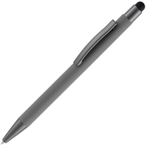 Ручка шариковая Atento Soft Touch со стилусом, серая фото 2