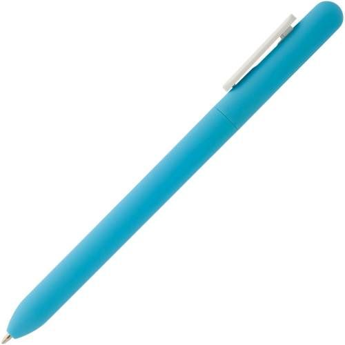 Ручка шариковая Swiper Soft Touch, голубая с белым фото 4