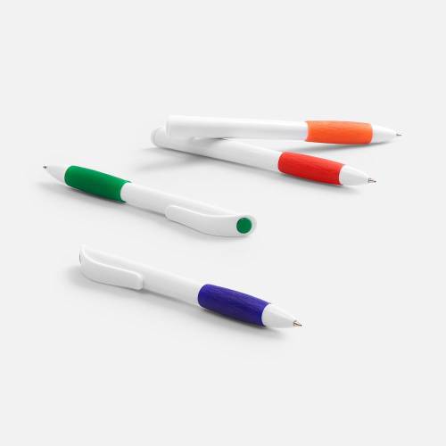 Ручка шариковая Grip, белая с оранжевым фото 6