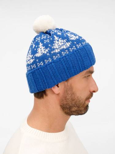 Шапка Holidale, синяя с молочным фото 7