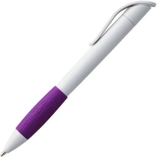 Ручка шариковая Grip, белая с фиолетовым фото 3