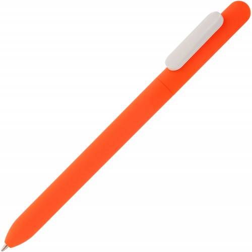 Ручка шариковая Swiper Soft Touch, неоново-оранжевая с белым фото 2