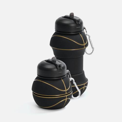 Складная бутылка для воды Basketball Flex, черная фото 2 Складная бутылка для воды Basketball Flex, черная фото 2