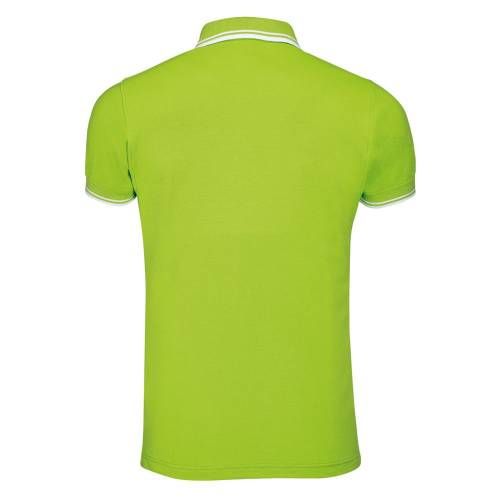 Рубашка поло мужская Pasadena Men 200 с контрастной отделкой, зеленый лайм с белым фото 3