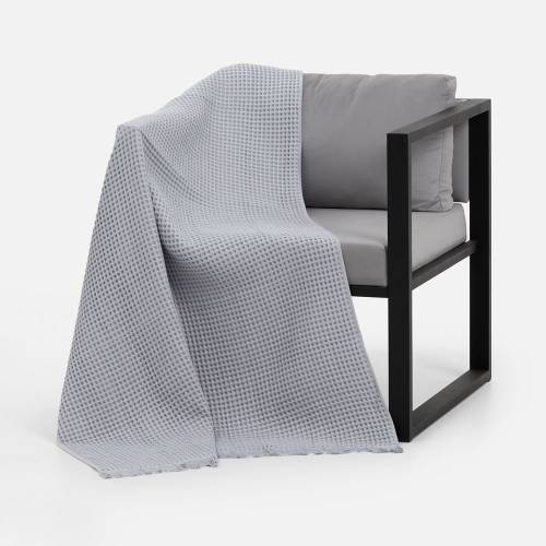 Плед вафельный Elenglect, светло-серый фото 5