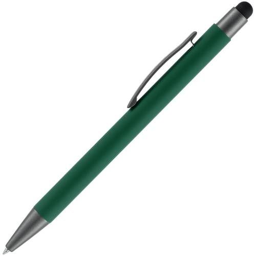 Ручка шариковая Atento Soft Touch со стилусом, зеленая фото 3