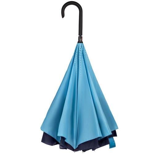Зонт наоборот Style, трость, сине-голубой фото 2