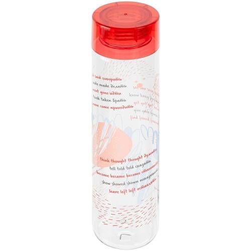 Бутылка для воды «Шпаргалка. Неправильные глаголы», прозрачная с красной крышкой фото 2