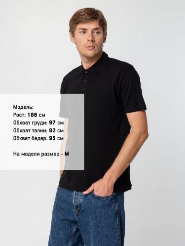 Рубашка поло мужская Summer 170, черная фото 5