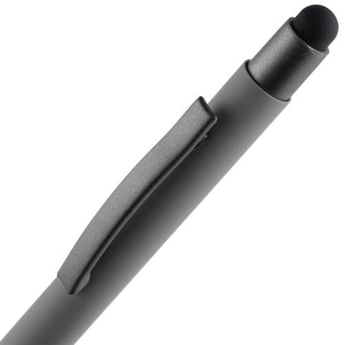 Ручка шариковая Atento Soft Touch со стилусом, серая фото 5