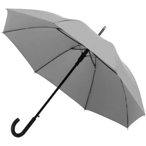 Зонт-трость Manifest со светоотражающим куполом, серый фото 2