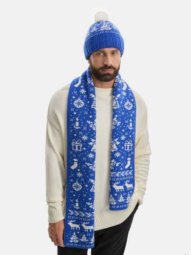 Шарф Holidale, синий с молочным фото 8