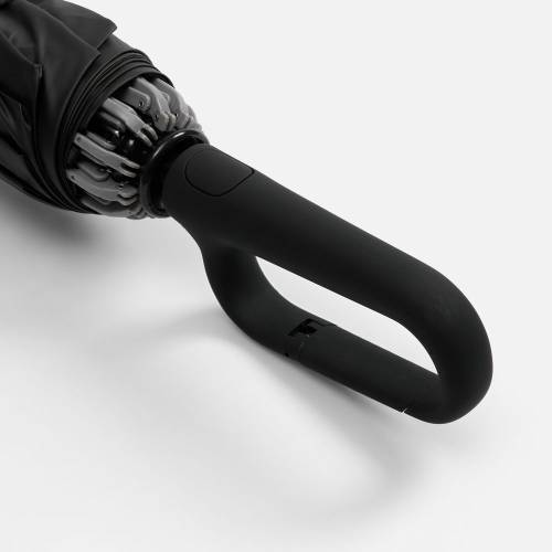 Зонт обратного сложения с ручкой-карабином Foldberry, черный фото 6