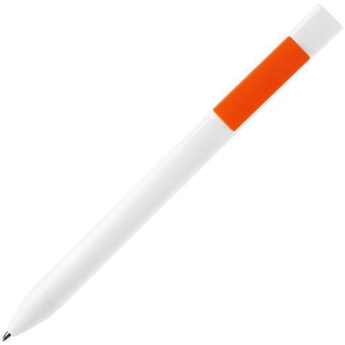 Ручка шариковая Swiper SQ, белая с оранжевым фото 3