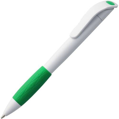 Ручка шариковая Grip, белая с зеленым фото 2