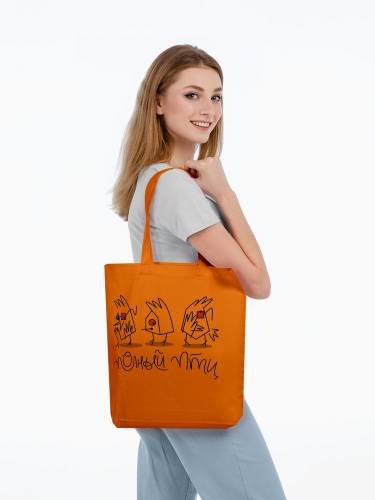 Холщовая сумка «Полный птц», оранжевая фото 4