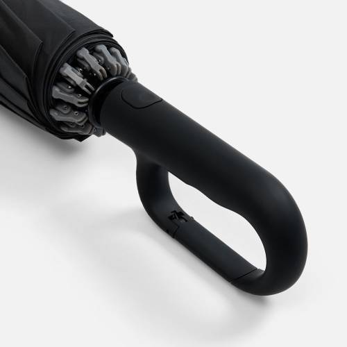 Зонт обратного сложения inLoop с ручкой-карабином, черный фото 8