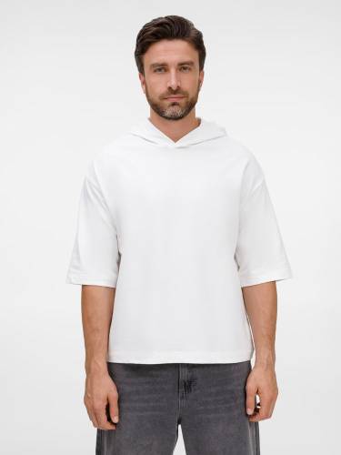 Футболка оверсайз унисекс с капюшоном Neofit, молочно-белая фото 2