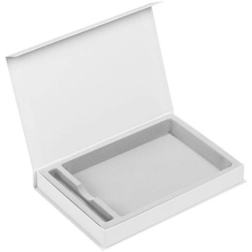 Коробка Silk с ложементом под ежедневник 15х21 см и ручку, белая фото 2