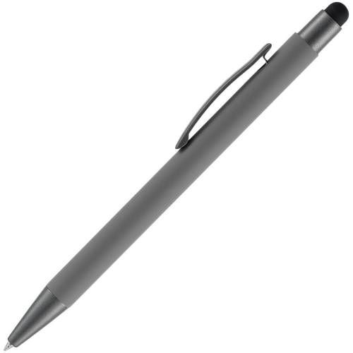 Ручка шариковая Atento Soft Touch со стилусом, серая фото 3