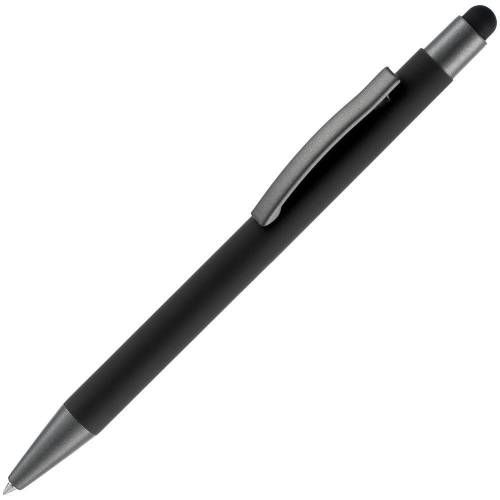 Ручка шариковая Atento Soft Touch Stylus со стилусом, черная фото 2