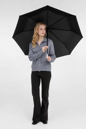 Зонт складной Fiber, черный фото 12