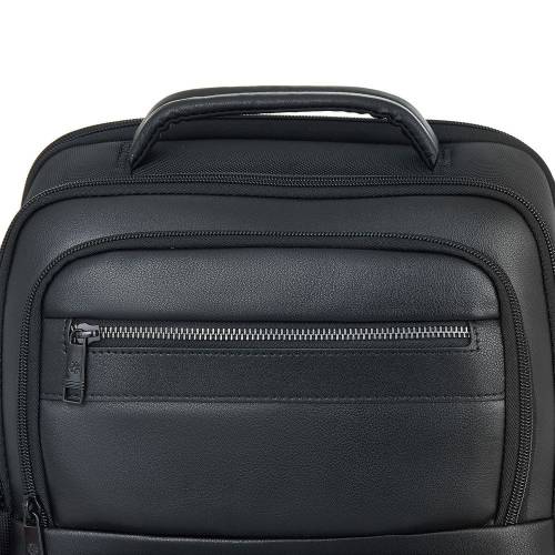 Рюкзак для ноутбука Santiago с кожаной отделкой, черный фото 5