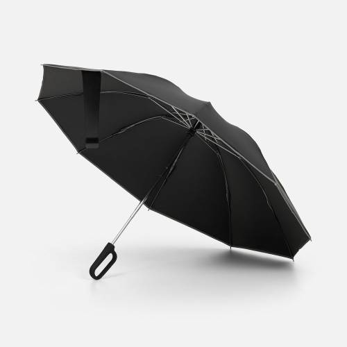 Зонт обратного сложения с ручкой-карабином Foldberry, черный фото 2
