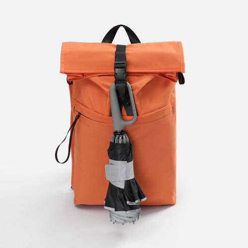 Зонт обратного сложения с ручкой-карабином Foldberry, серый фото 9