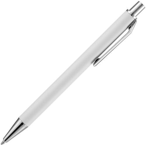 Ручка шариковая Lobby Soft Touch Chrome, белая фото 4